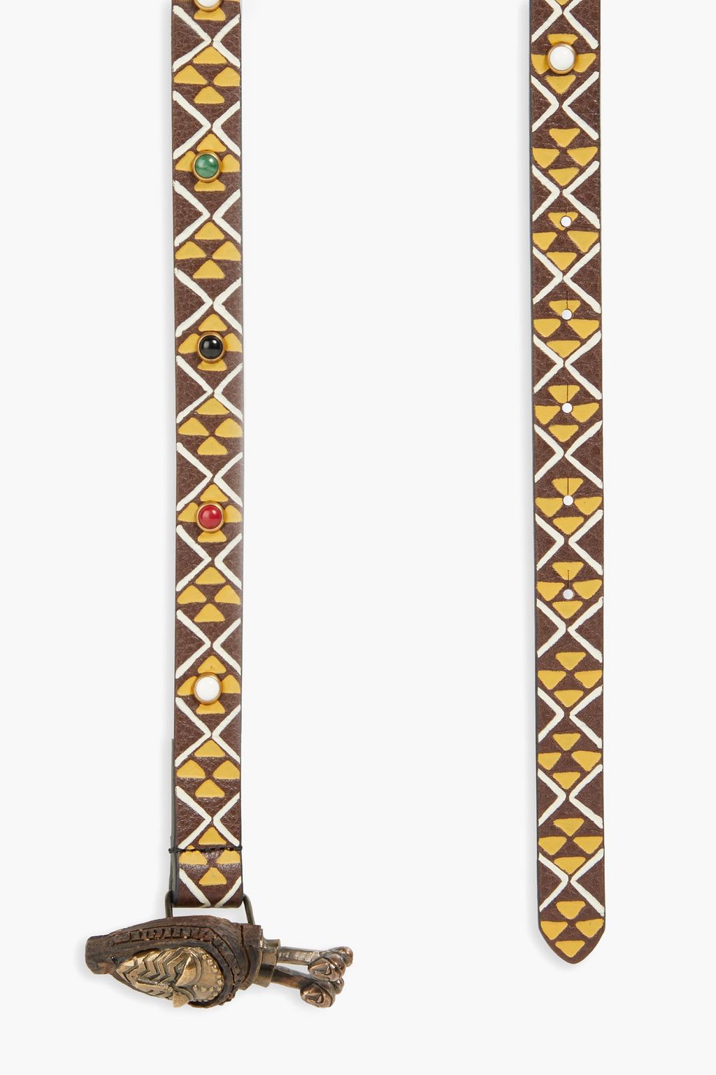VALENTINO GARAVANI Embellished printed textured-leather belt