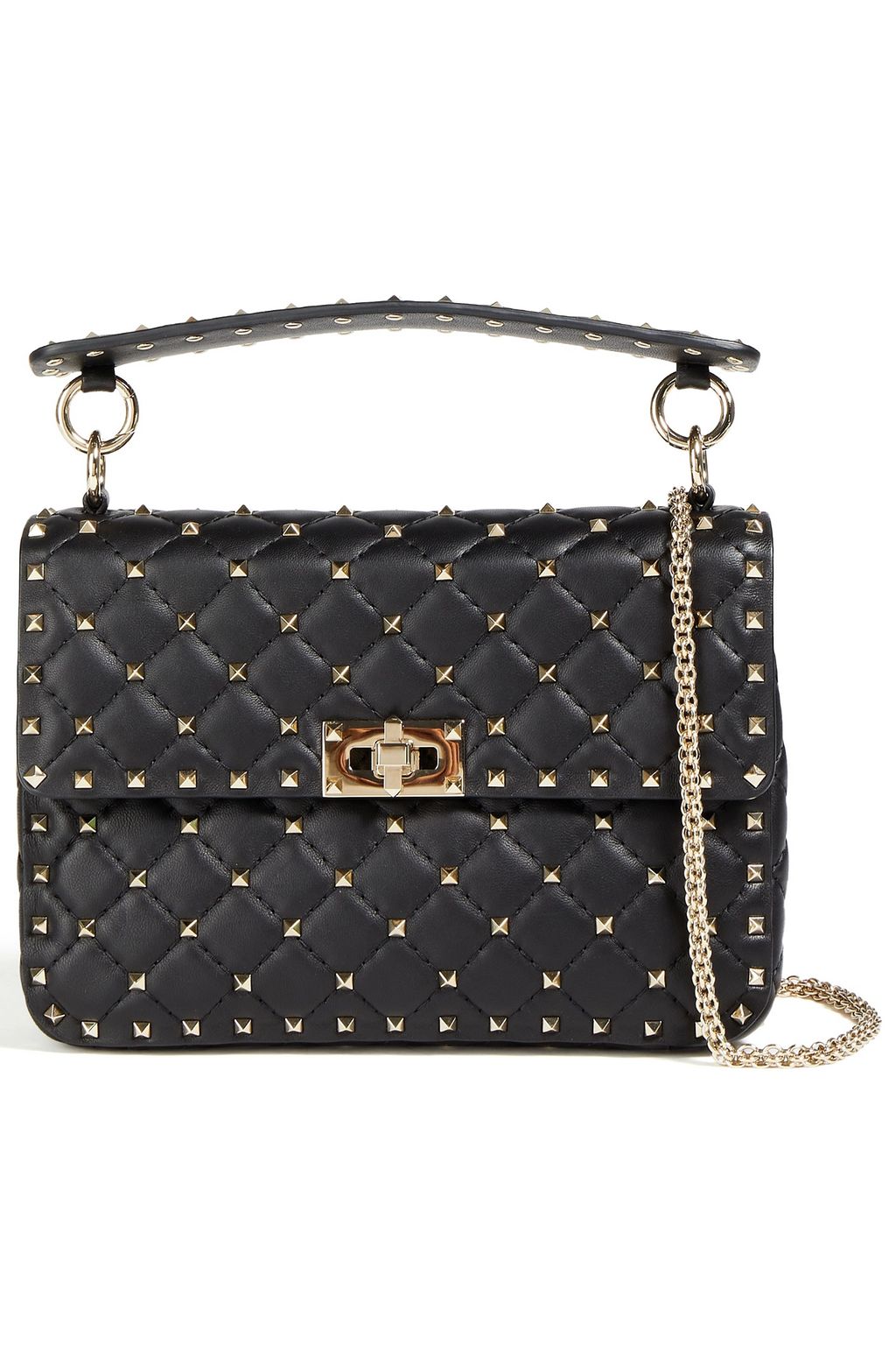 VALENTINO GARAVANI Rockstud Spike quilted leather shoulder bag | Sale ...