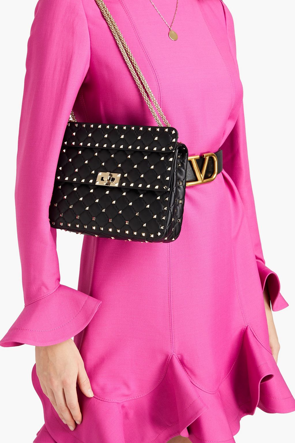 VALENTINO GARAVANI Rockstud Spike quilted leather shoulder bag