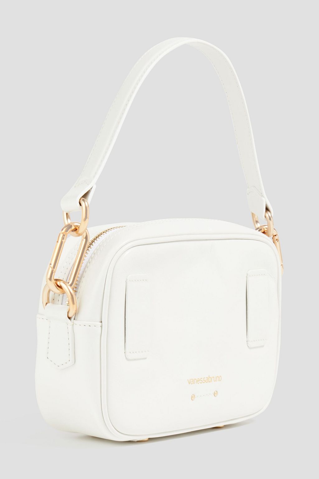 VANESSA BRUNO Raffia-paneled leather shoulder bag
