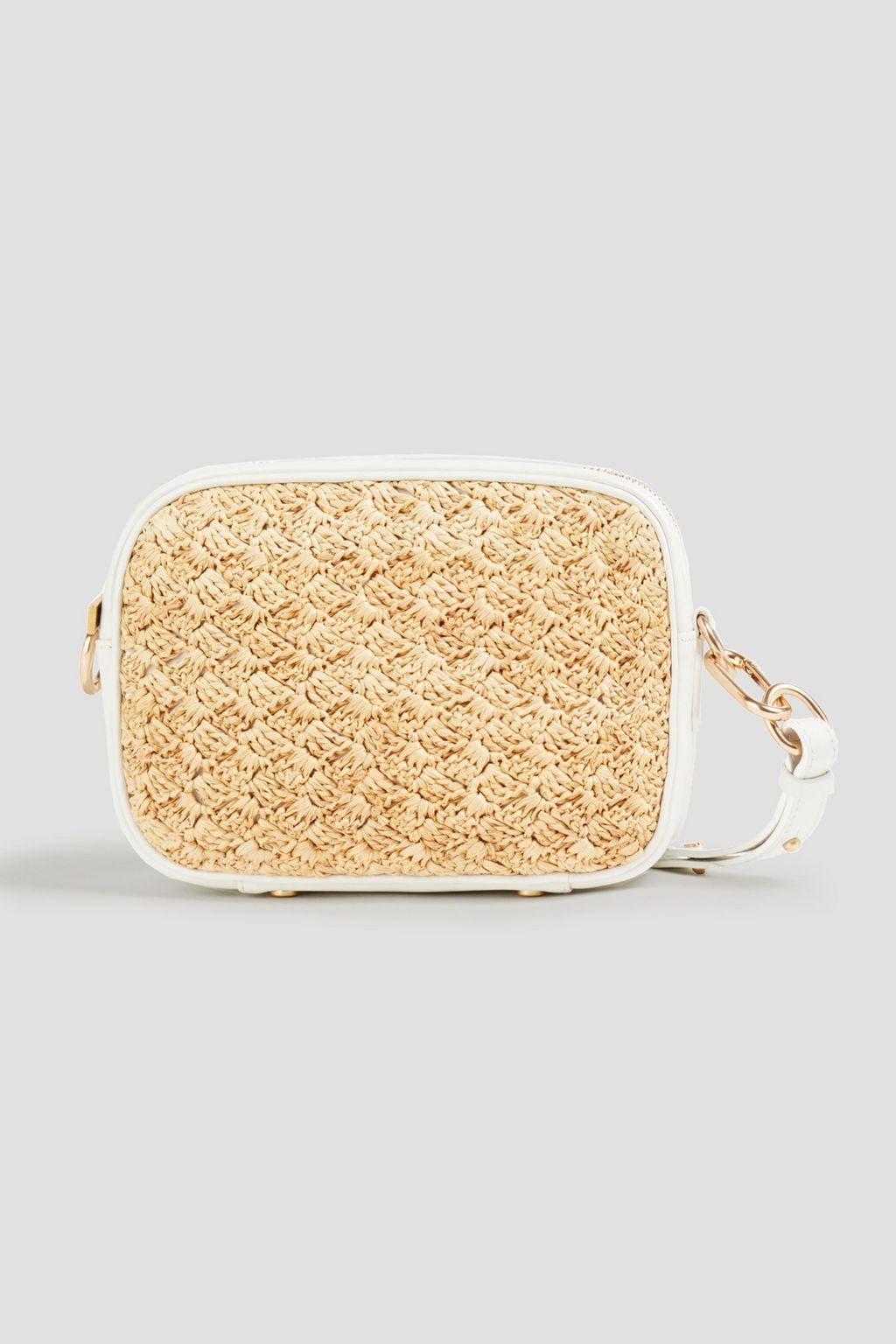 VANESSA BRUNO Raffia-paneled leather shoulder bag