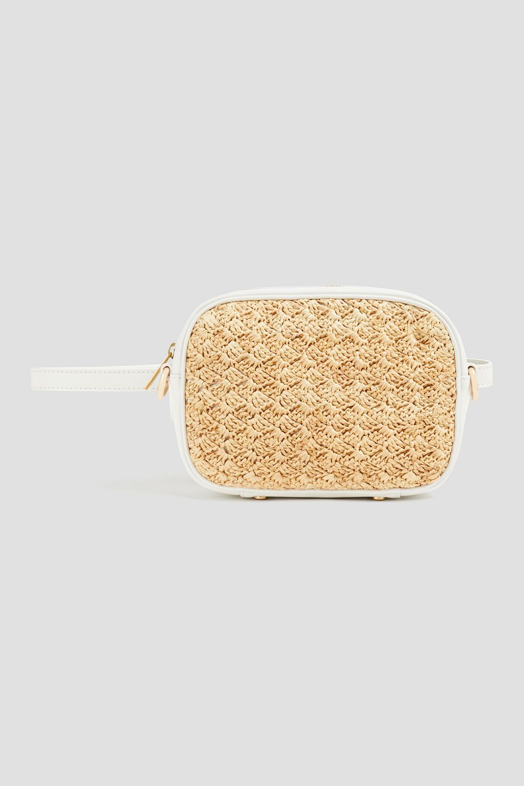 VANESSA BRUNO Raffia-paneled leather shoulder bag