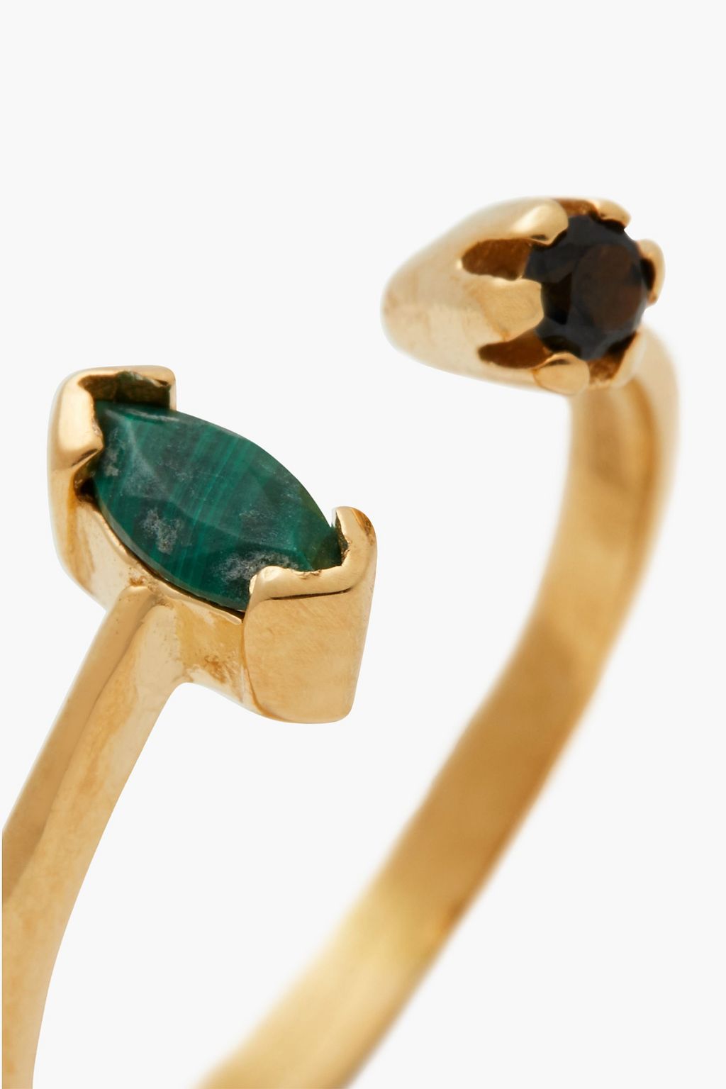 CORNELIA WEBB 24-karat gold-plated, siamite and malachite ring