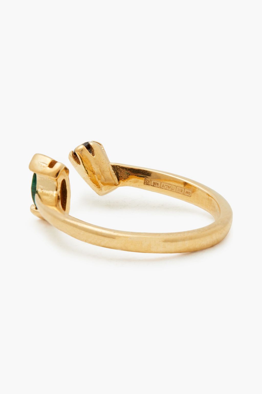 CORNELIA WEBB 24-karat gold-plated, siamite and malachite ring