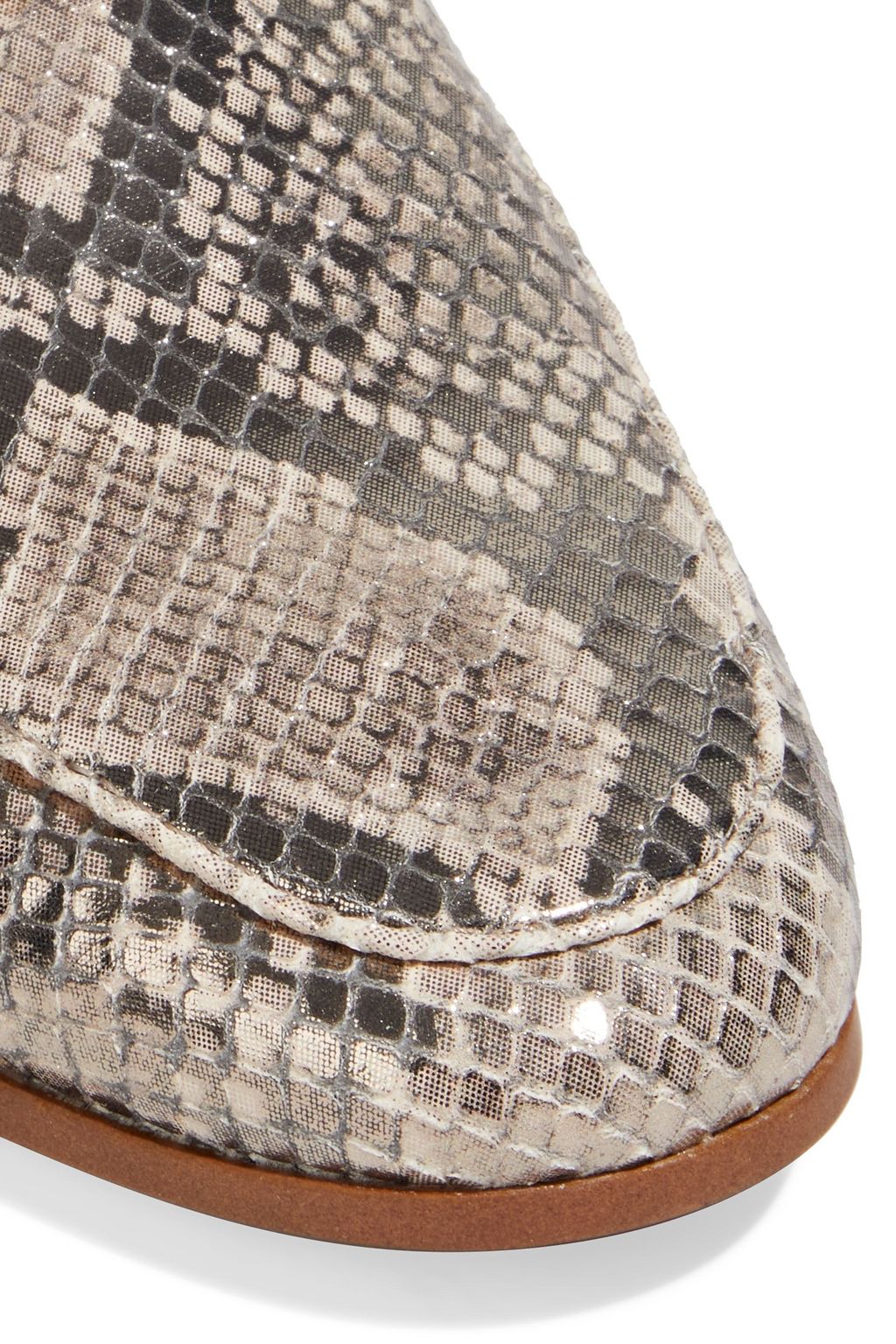 SAM EDELMAN Loraine metallic snake effect-leather loafers