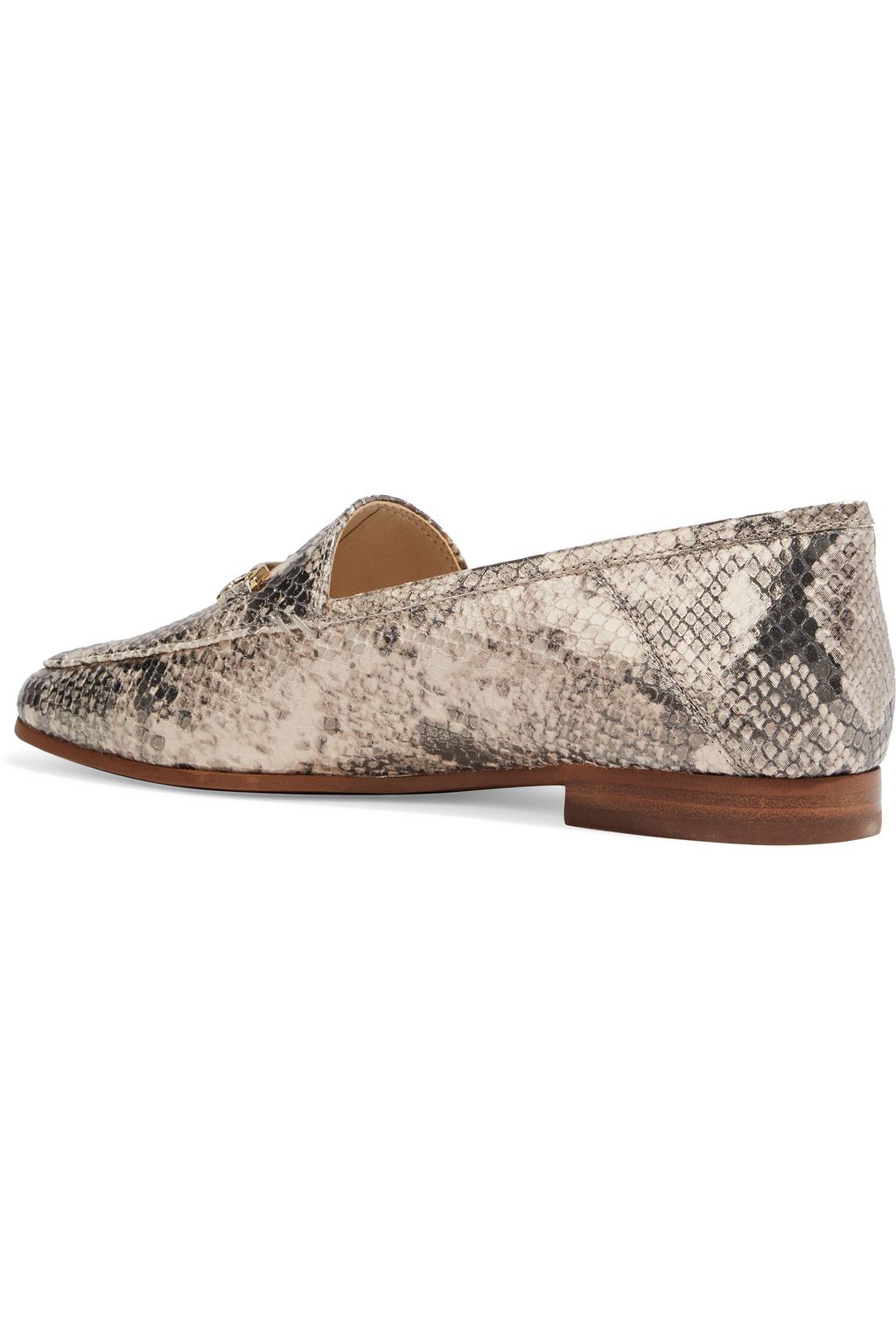 SAM EDELMAN Loraine metallic snake effect-leather loafers