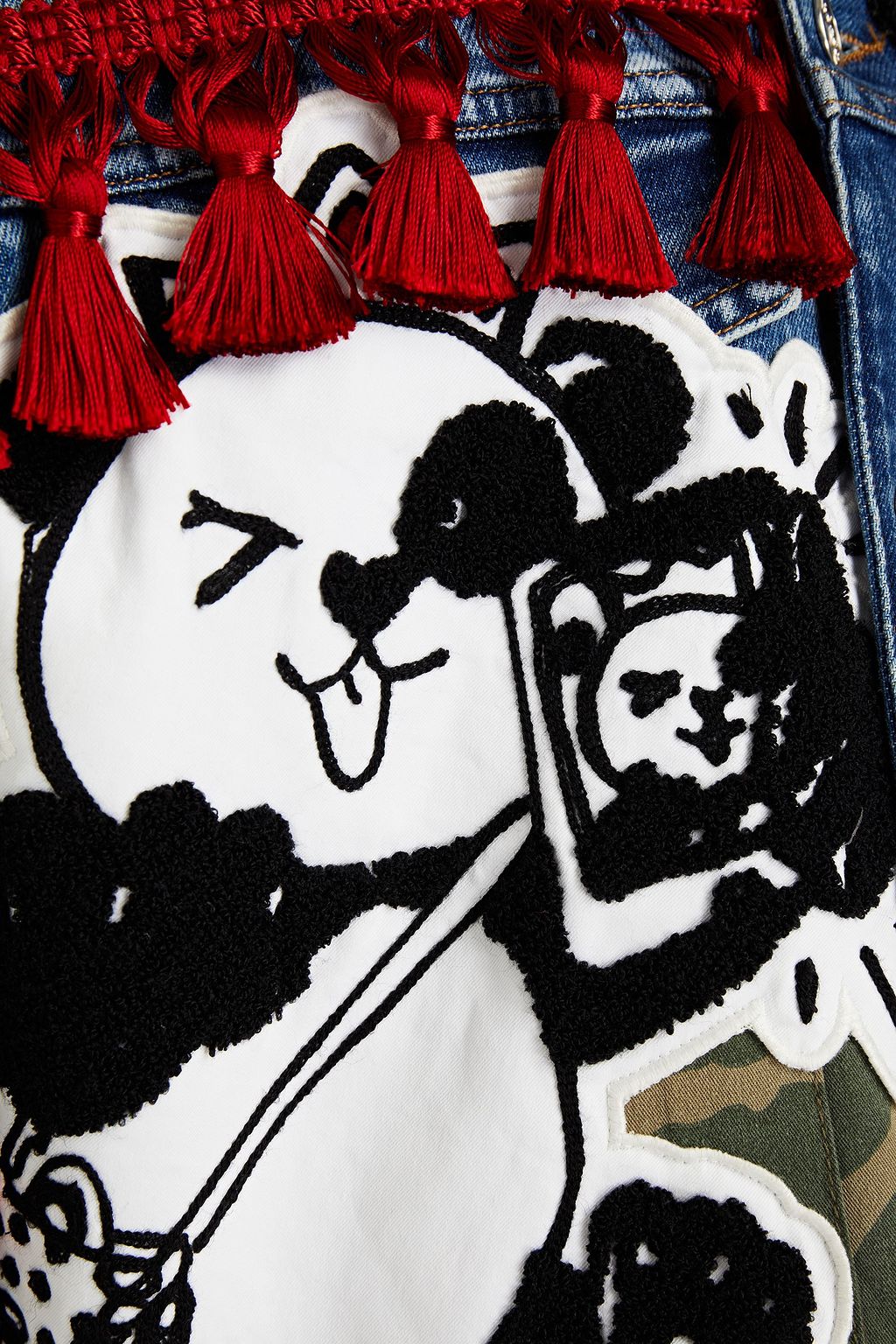 DOLCE&GABBANA Paneled appliquéd denim and printed twill jacket