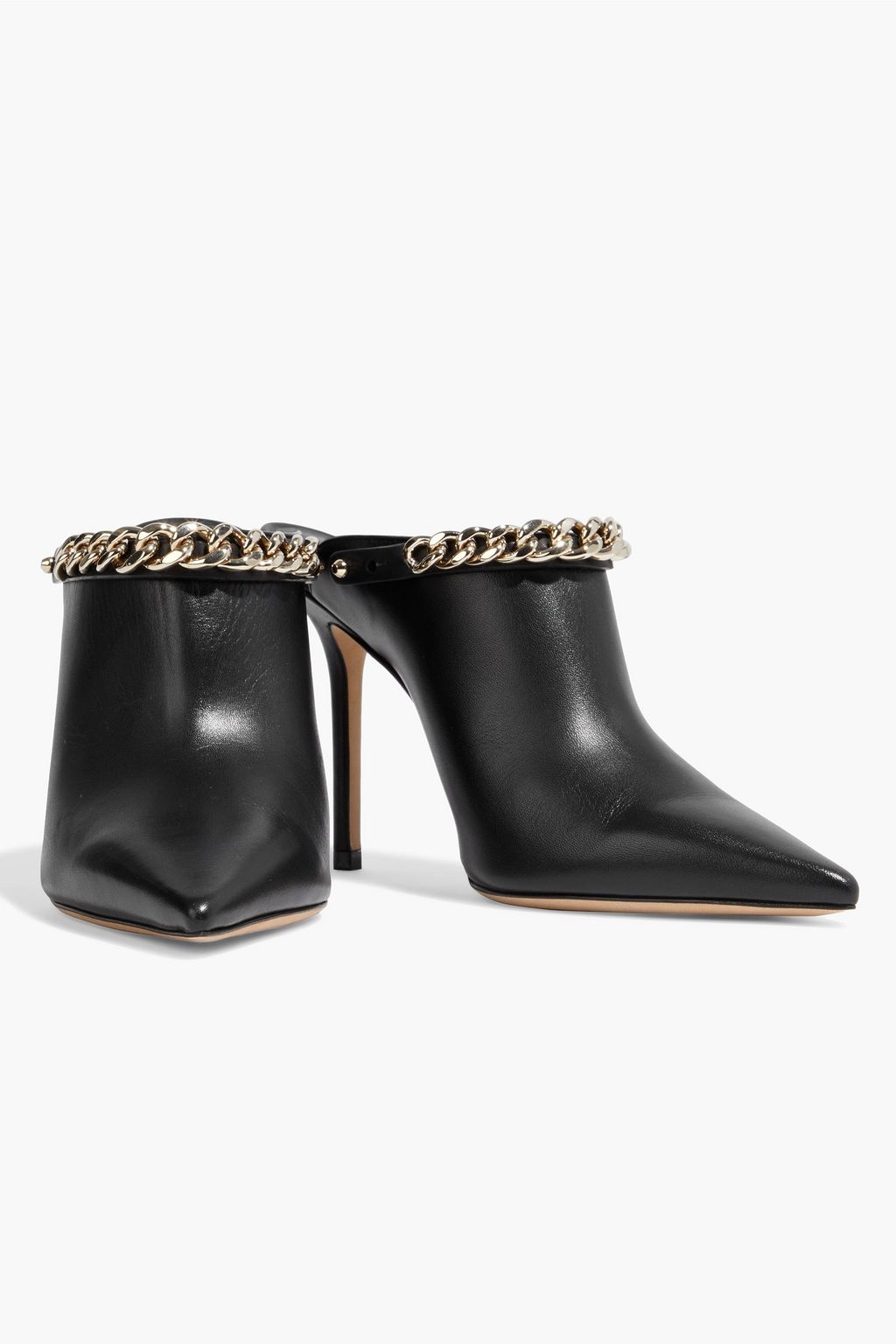 JIMMY CHOO Lexx 100 chain-trimmed leather mules