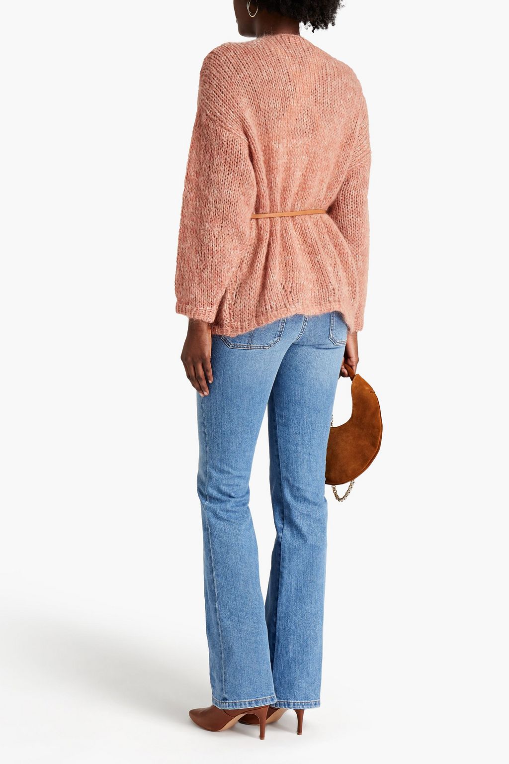 VANESSA BRUNO Belted mélange brushed knitted cardigan