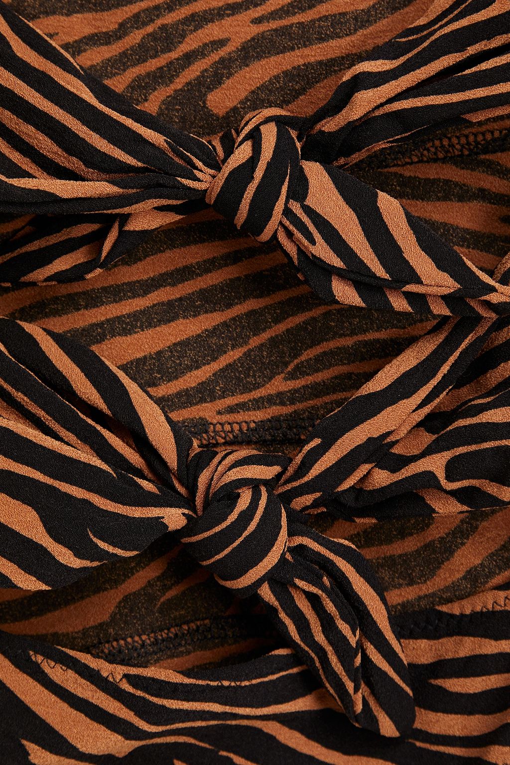LISA MARIE FERNANDEZ Cutout knotted zebra-print stretch-crepe bandeau swimsuit