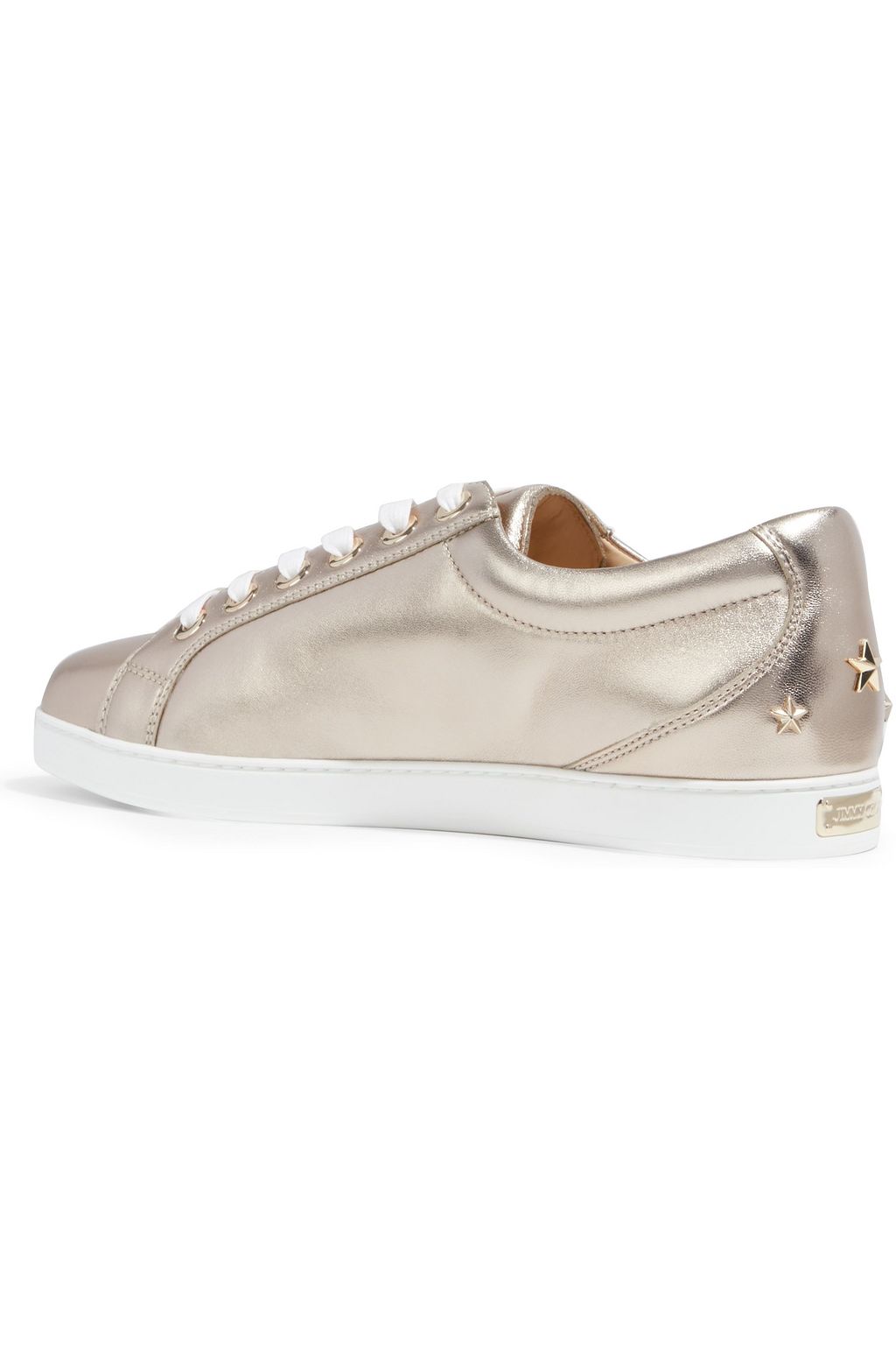 JIMMY CHOO Cash studded metallic textured-leather sneakers