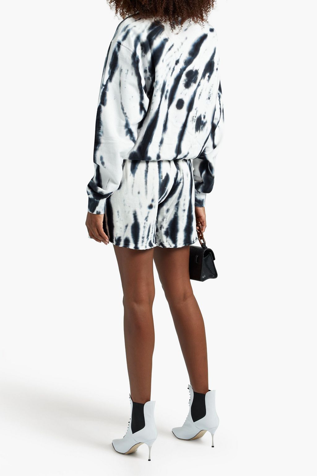 GOOD AMERICAN Tie-dyed cotton-fleece shorts