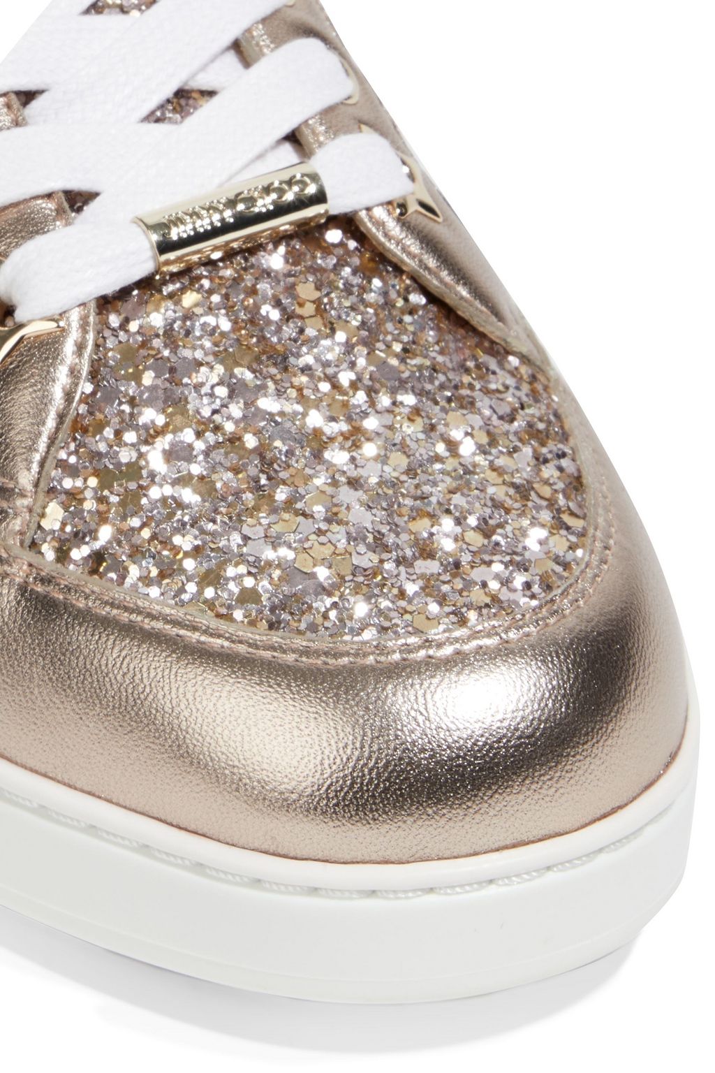 JIMMY CHOO Miami glittered metallic leather sneakers