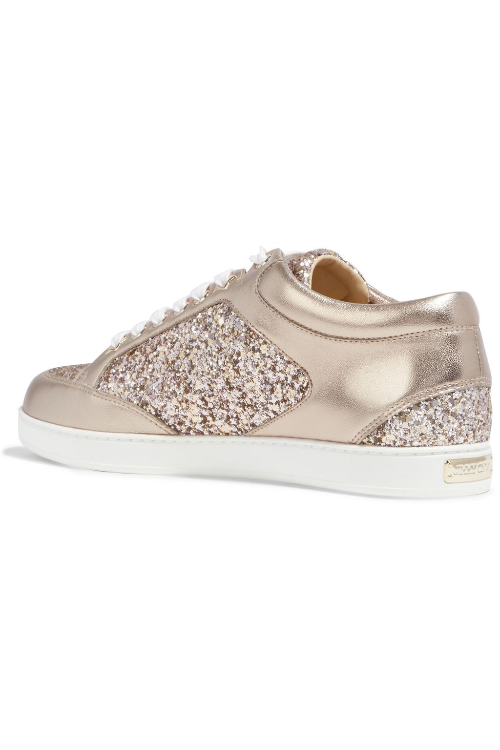 JIMMY CHOO Miami glittered metallic leather sneakers