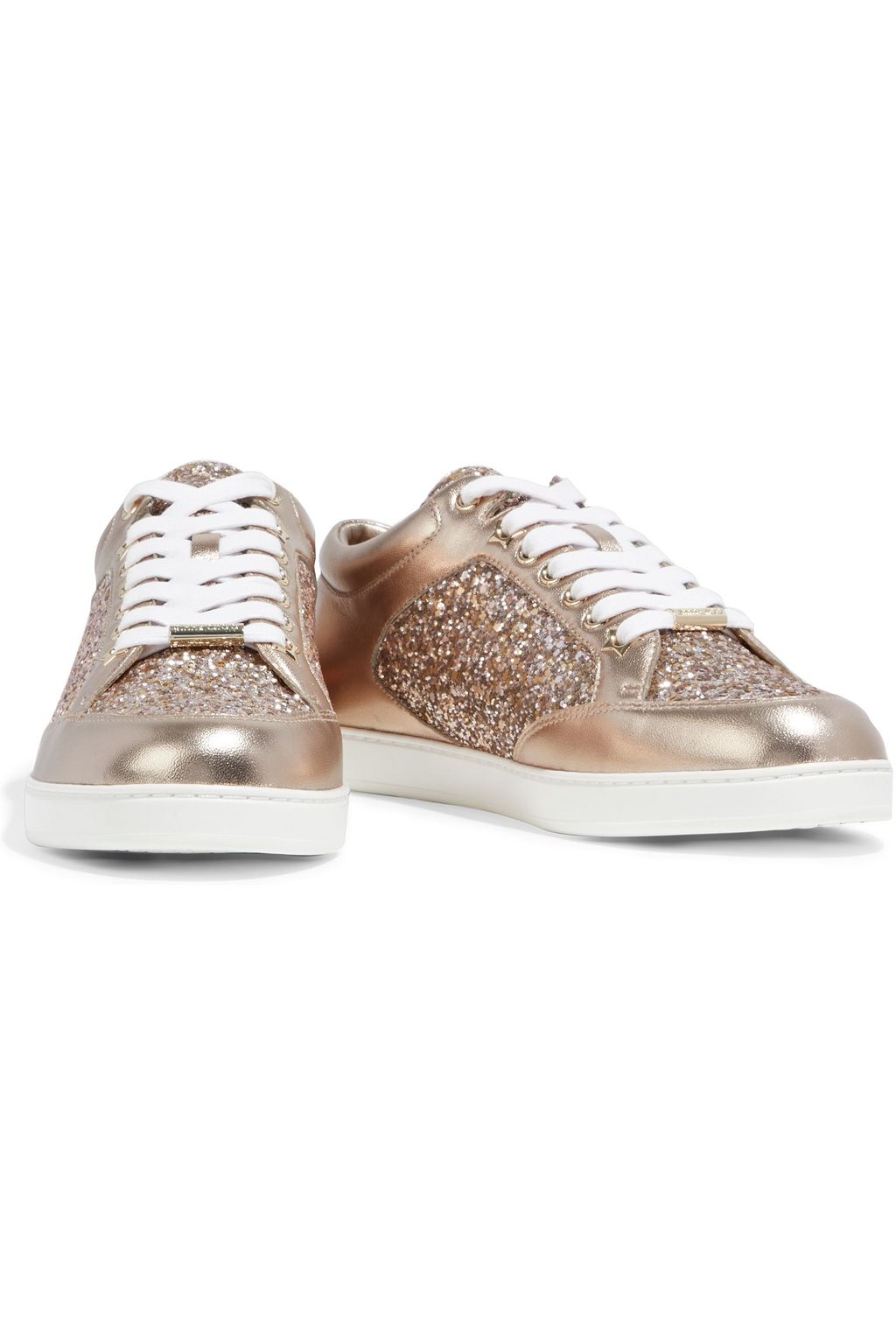 JIMMY CHOO Miami glittered metallic leather sneakers