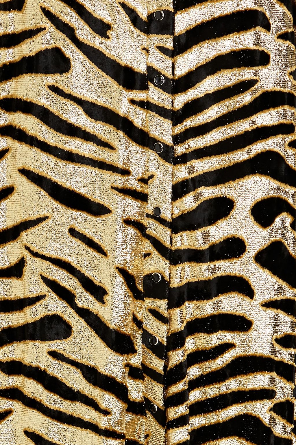 RABANNE Pintucked metallic zebra-print devoré-velvet midi dress