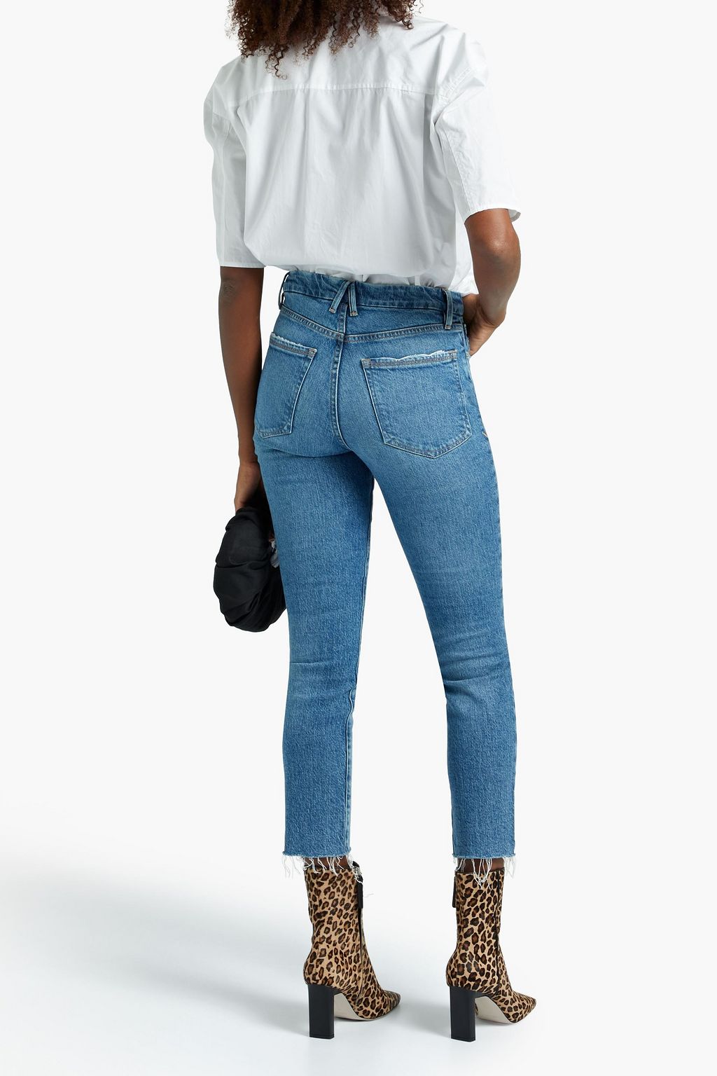 GOOD AMERICAN Good Classic cropped distressed high-rise slim-leg jeans