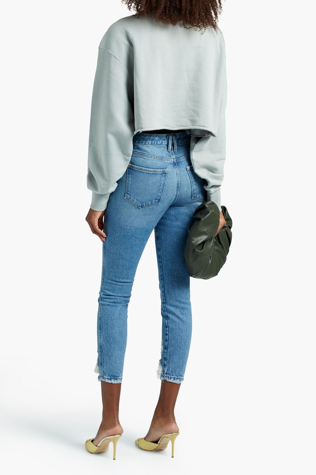 GOOD AMERICAN Good Curve cropped distressed high-rise skinny jeans