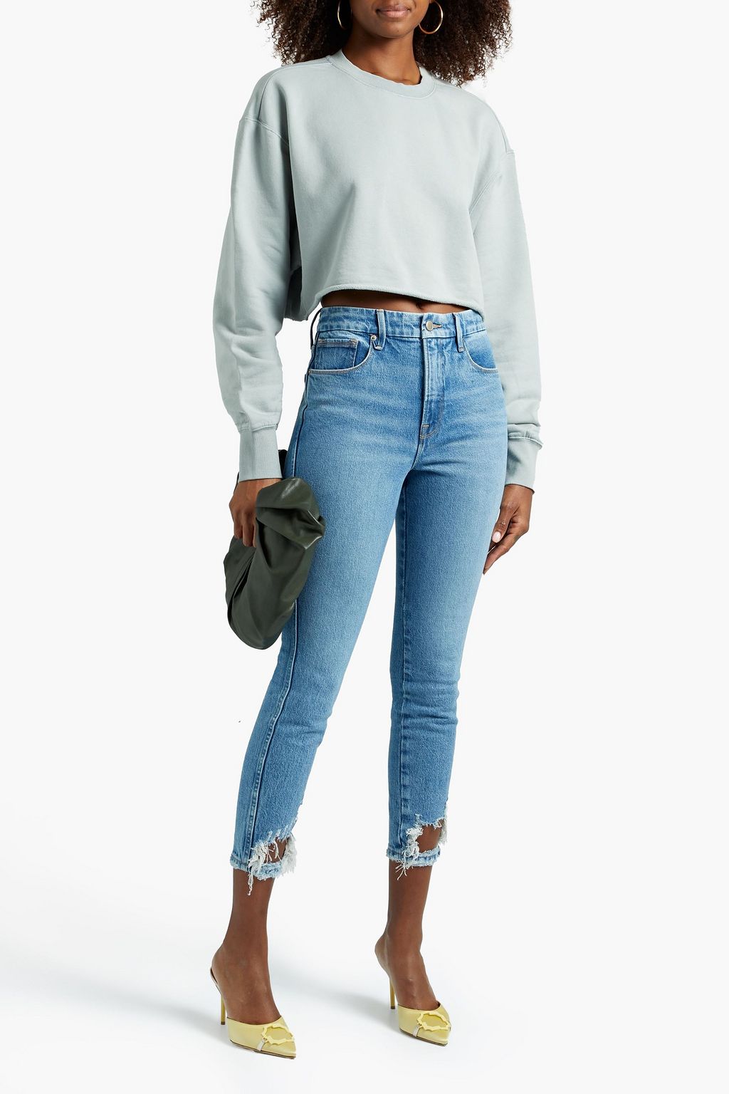 GOOD AMERICAN Good Curve cropped distressed high-rise skinny jeans