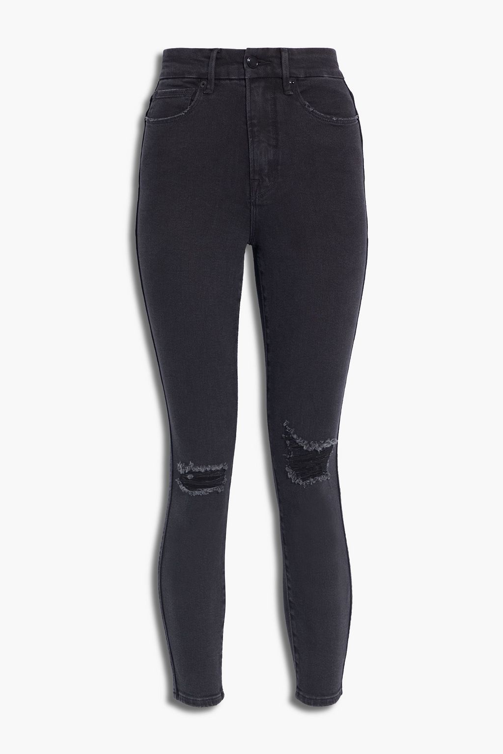 GOOD AMERICAN Good Curve cropped distressed highrise skinny jeans