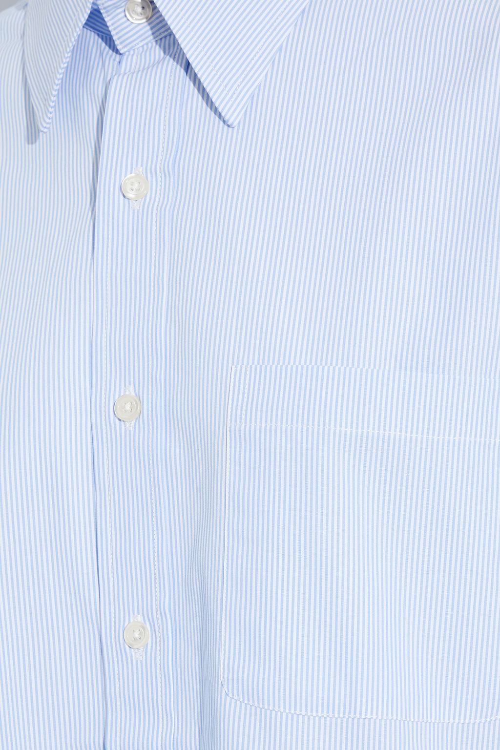 R13 Cropped striped cotton-poplin shirt