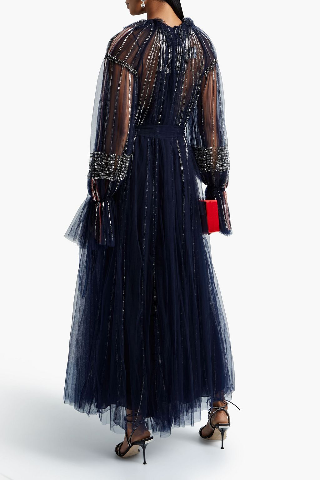 VALENTINO GARAVANI Belted bead-embellished silk-tulle gown