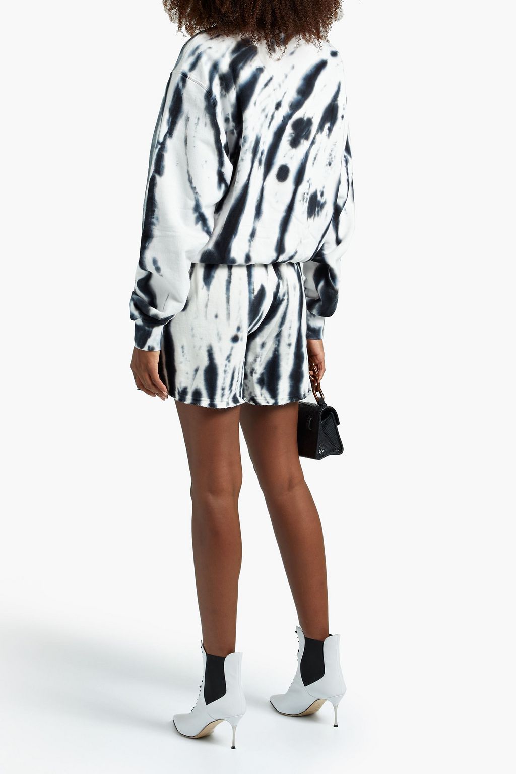 GOOD AMERICAN Boyfriend tie-dyed cotton-fleece sweatshirt