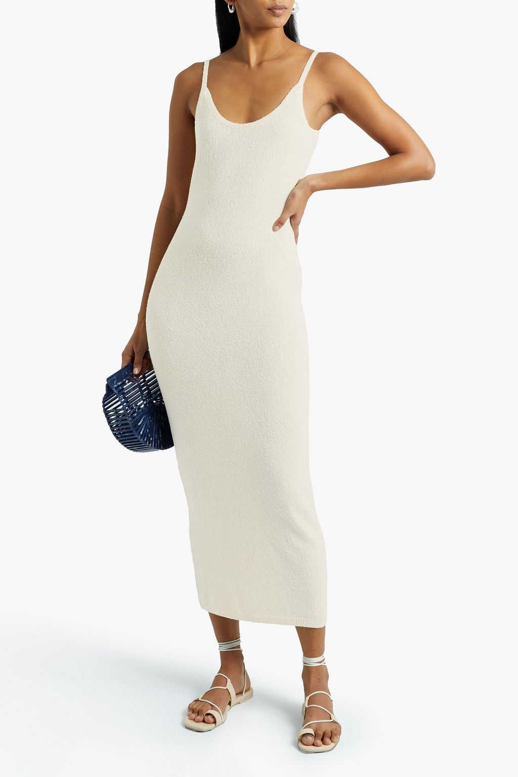 Tigerlily - Panama Selma Bouclé-knit Cotton-Blend Midi Dress White - UK 12