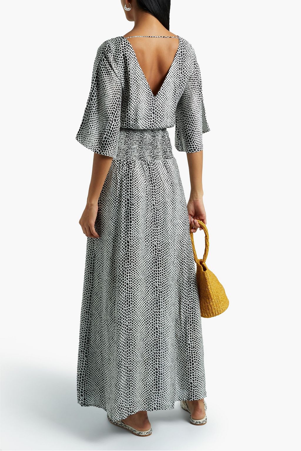 VIX PAULA HERMANNY Bonnie gathered snake-print voile maxi dress