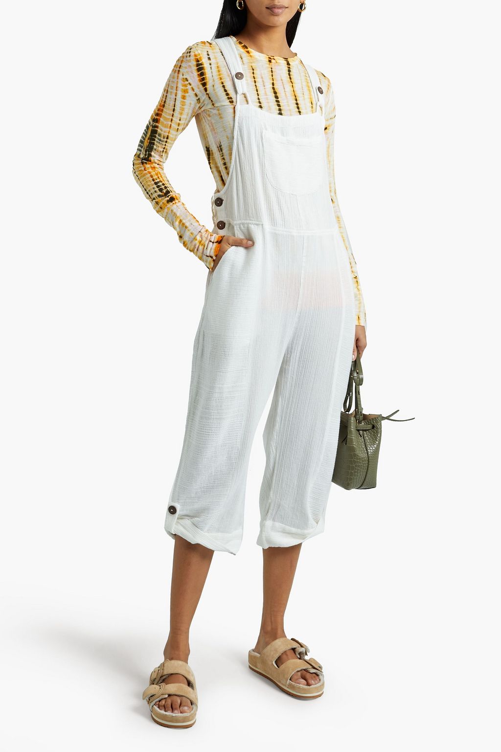 TIGERLILY Olympia cropped cotton-gauze jumpsuit