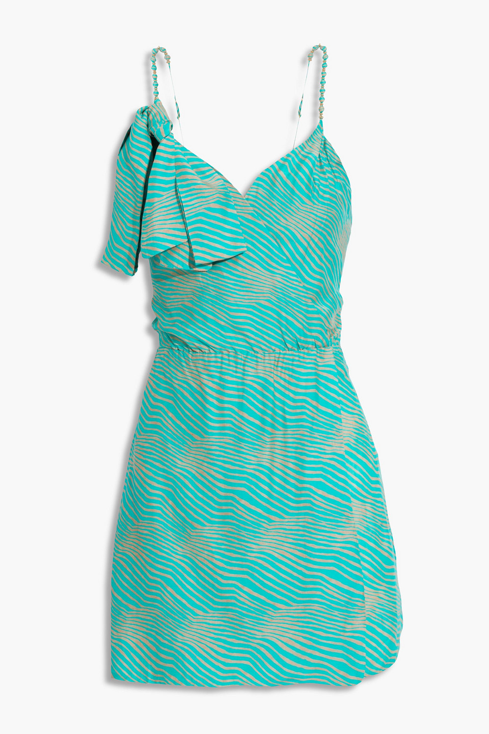 vix paula hermanny - lyssa wrap-effect printed crepe de chine mini dress - blue - m