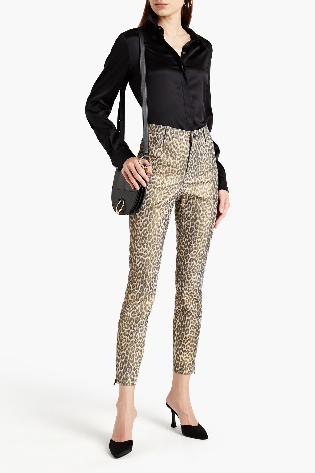 J BRAND Metallic leopard-print leather skinny pants