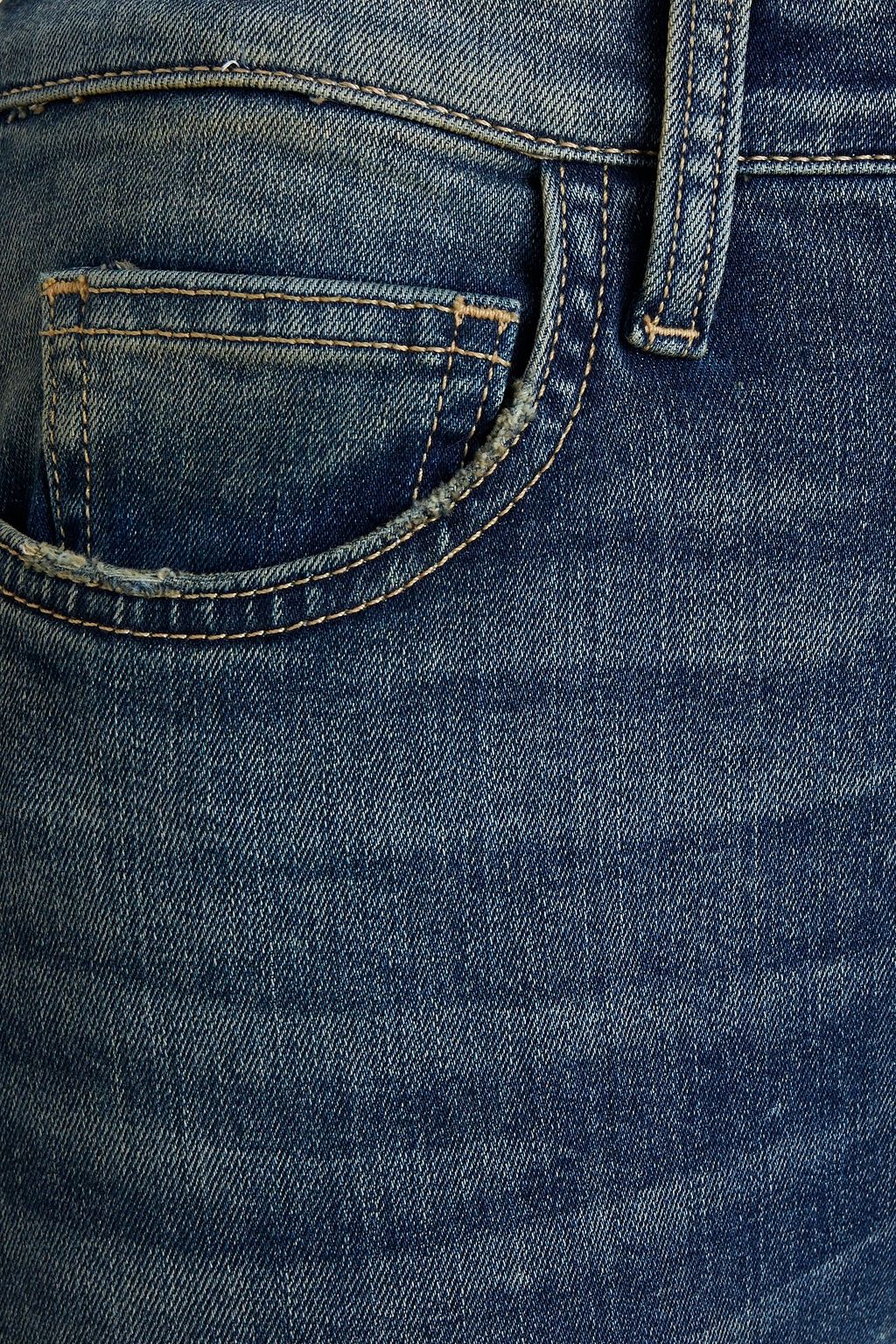 CURRENT/ELLIOTT Cropped faded high-rise skinny jeans