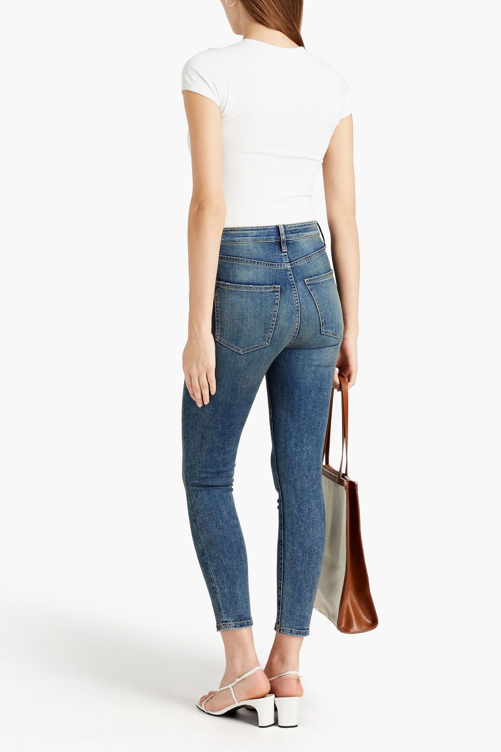 CURRENT/ELLIOTT Cropped faded high-rise skinny jeans