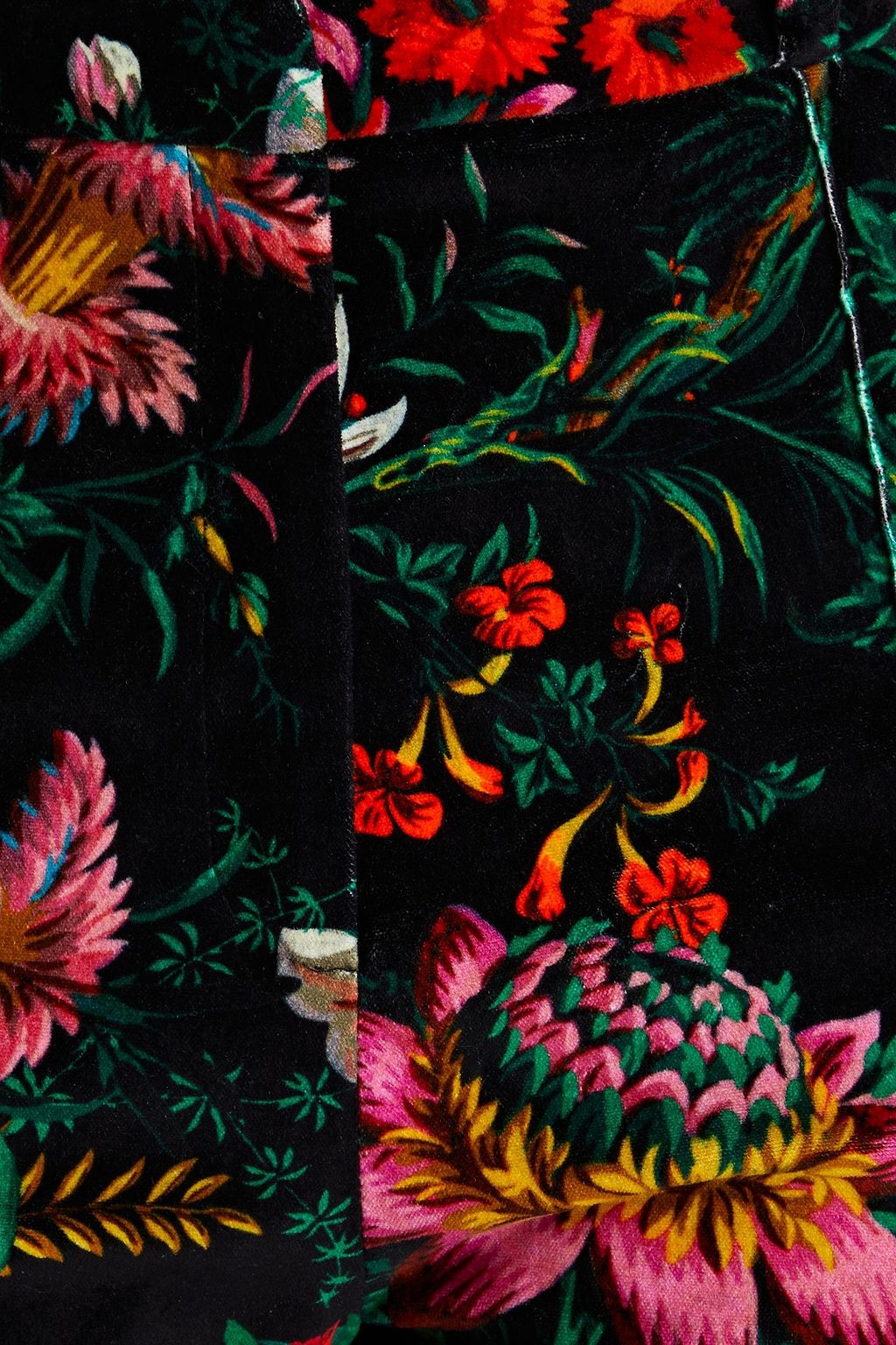 RABANNE Floral-print cotton-blend velvet straight-leg pants