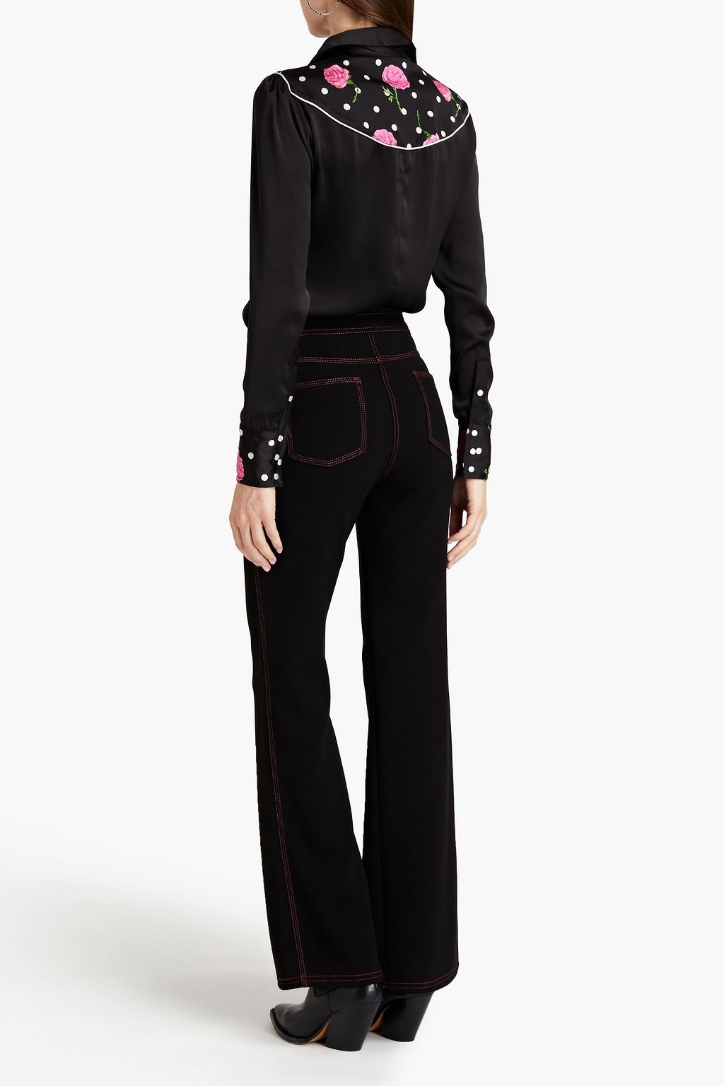 RABANNE Embroidered printed satin shirt
