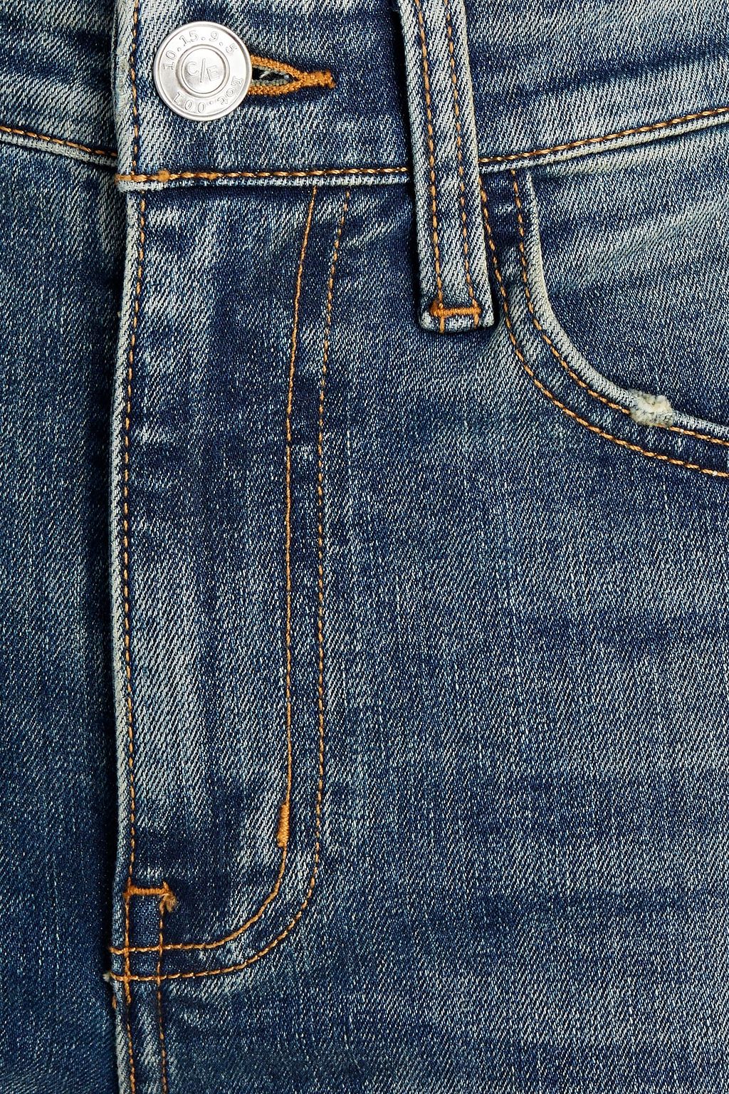 CURRENT/ELLIOTT Cropped faded high-rise skinny jeans