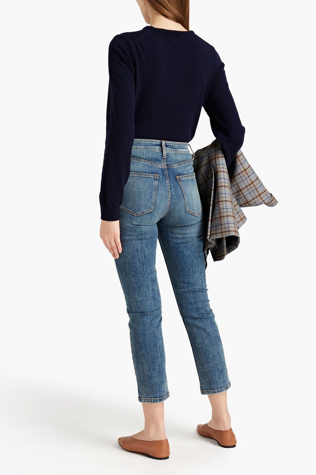 CURRENT/ELLIOTT Cropped faded high-rise skinny jeans