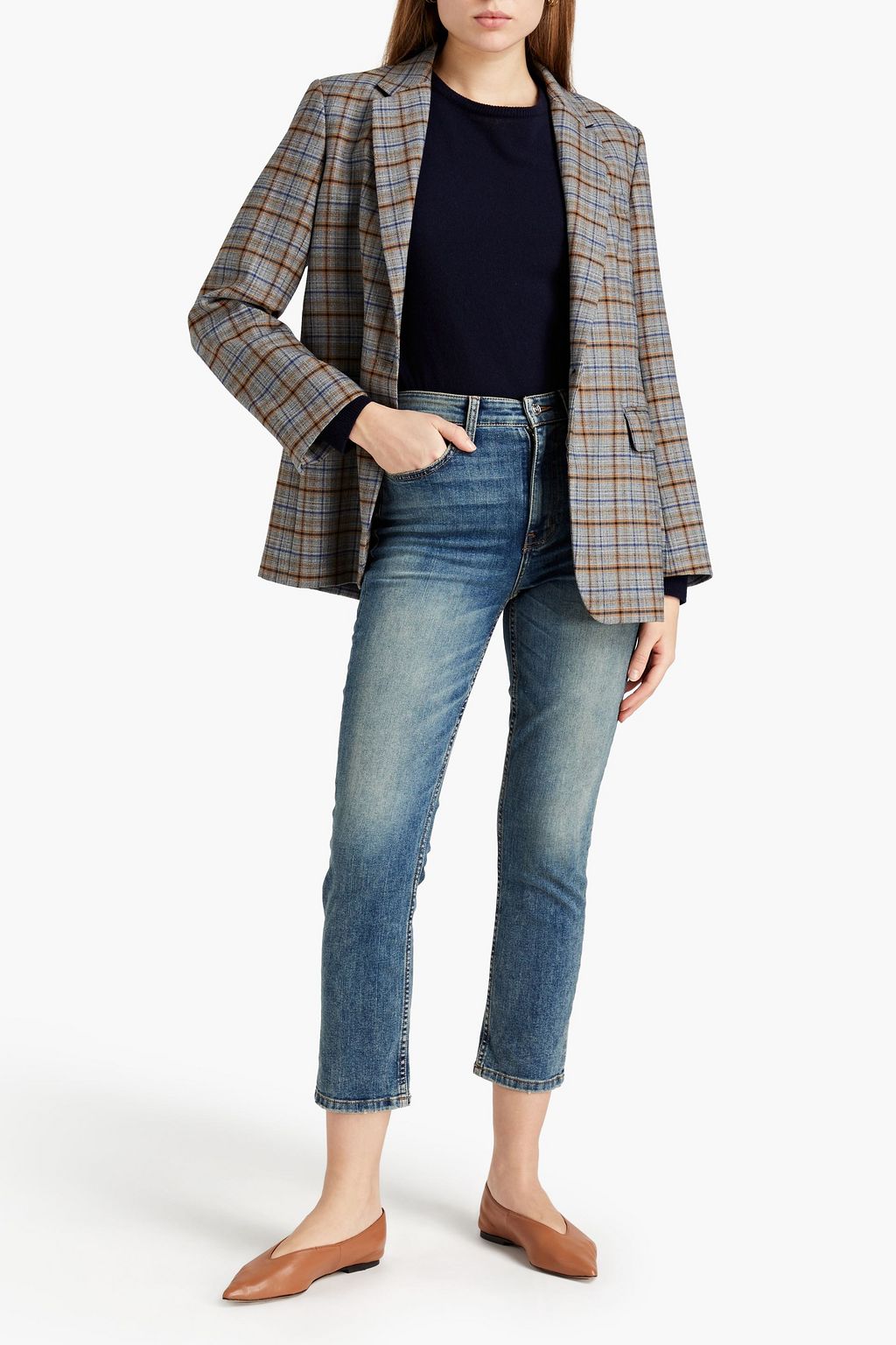 CURRENT/ELLIOTT Cropped faded high-rise skinny jeans