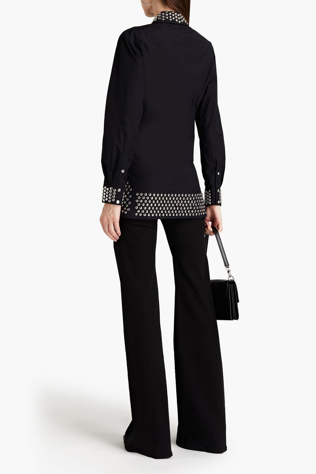 RABANNE Studded cotton-poplin shirt