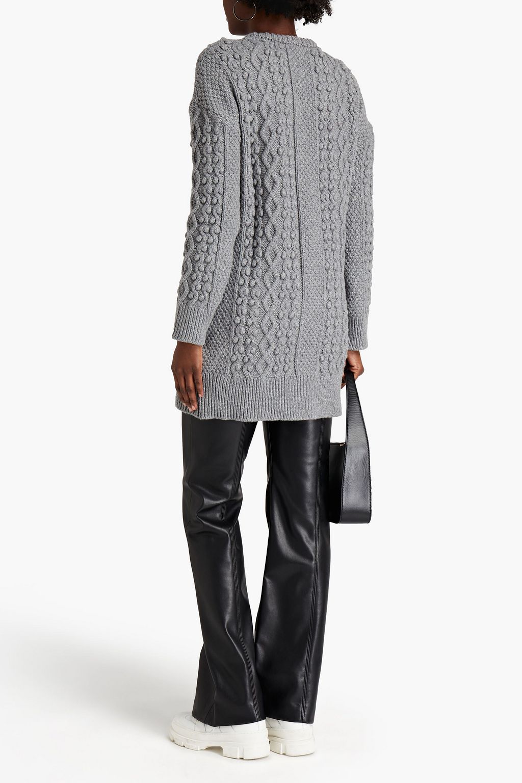 ALEXACHUNG Mélange cable-knit cotton-blend sweater