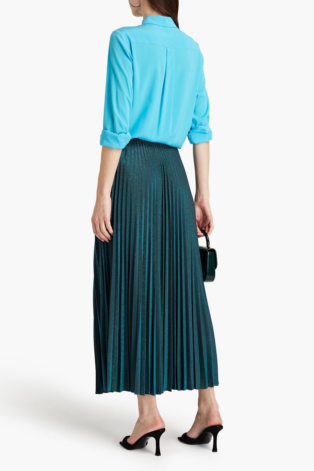 M MISSONI Pleated metallic jersey midi skirt