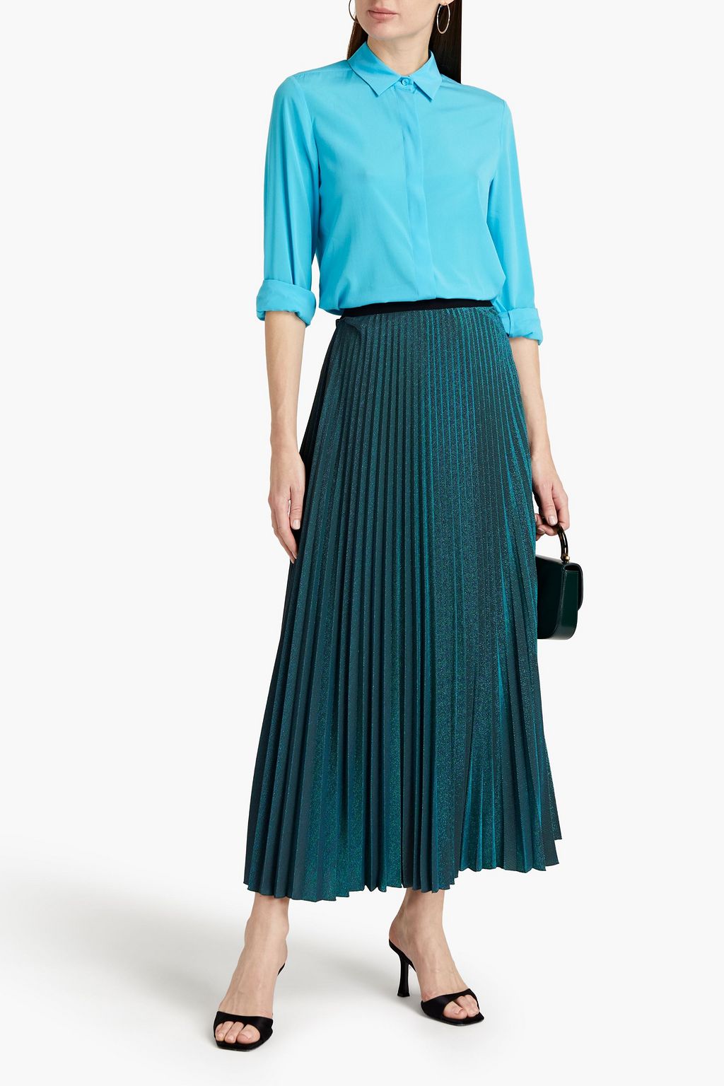 M MISSONI Pleated metallic jersey midi skirt