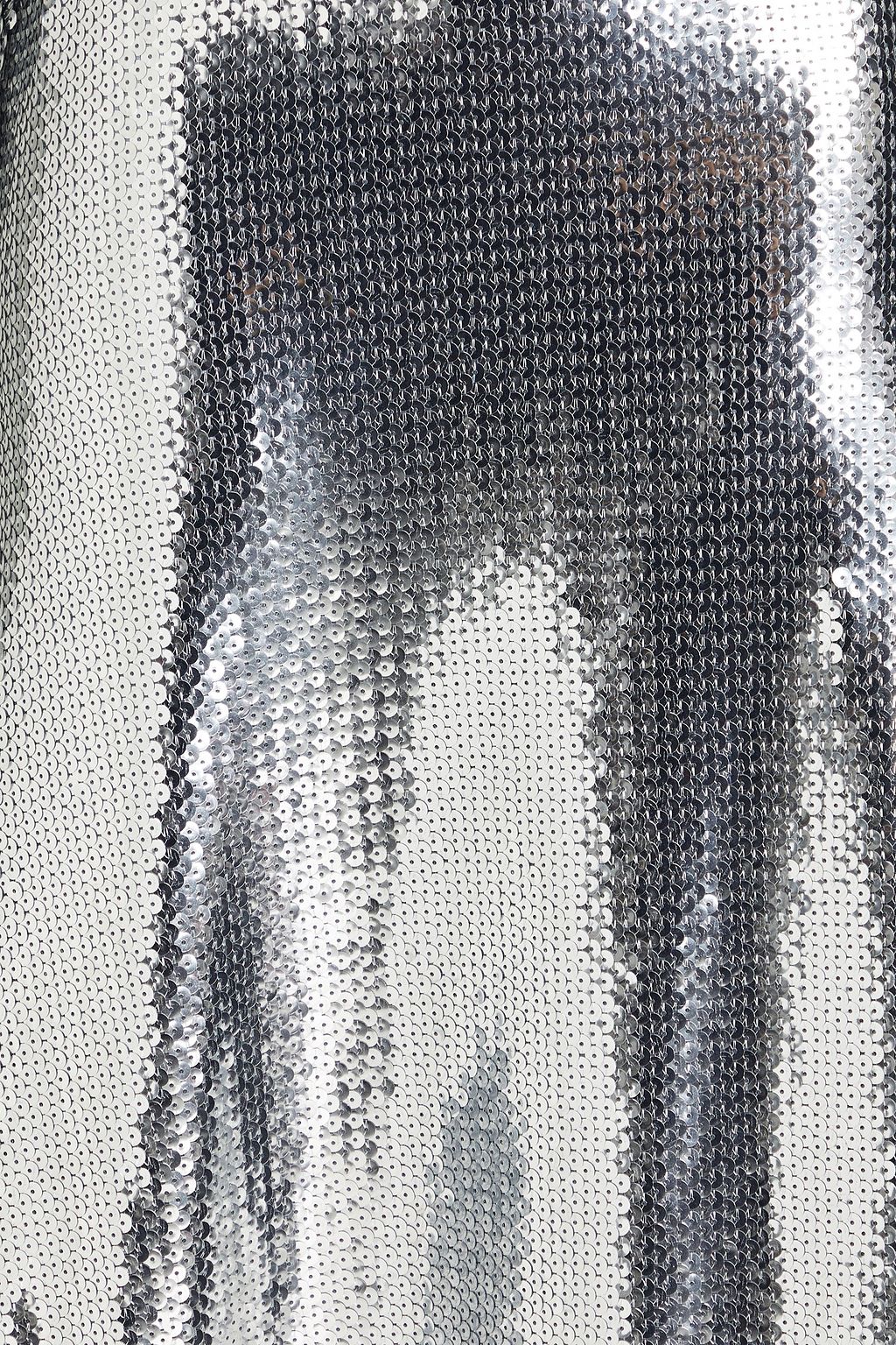 RABANNE Lace-trimmed sequined mesh midi skirt