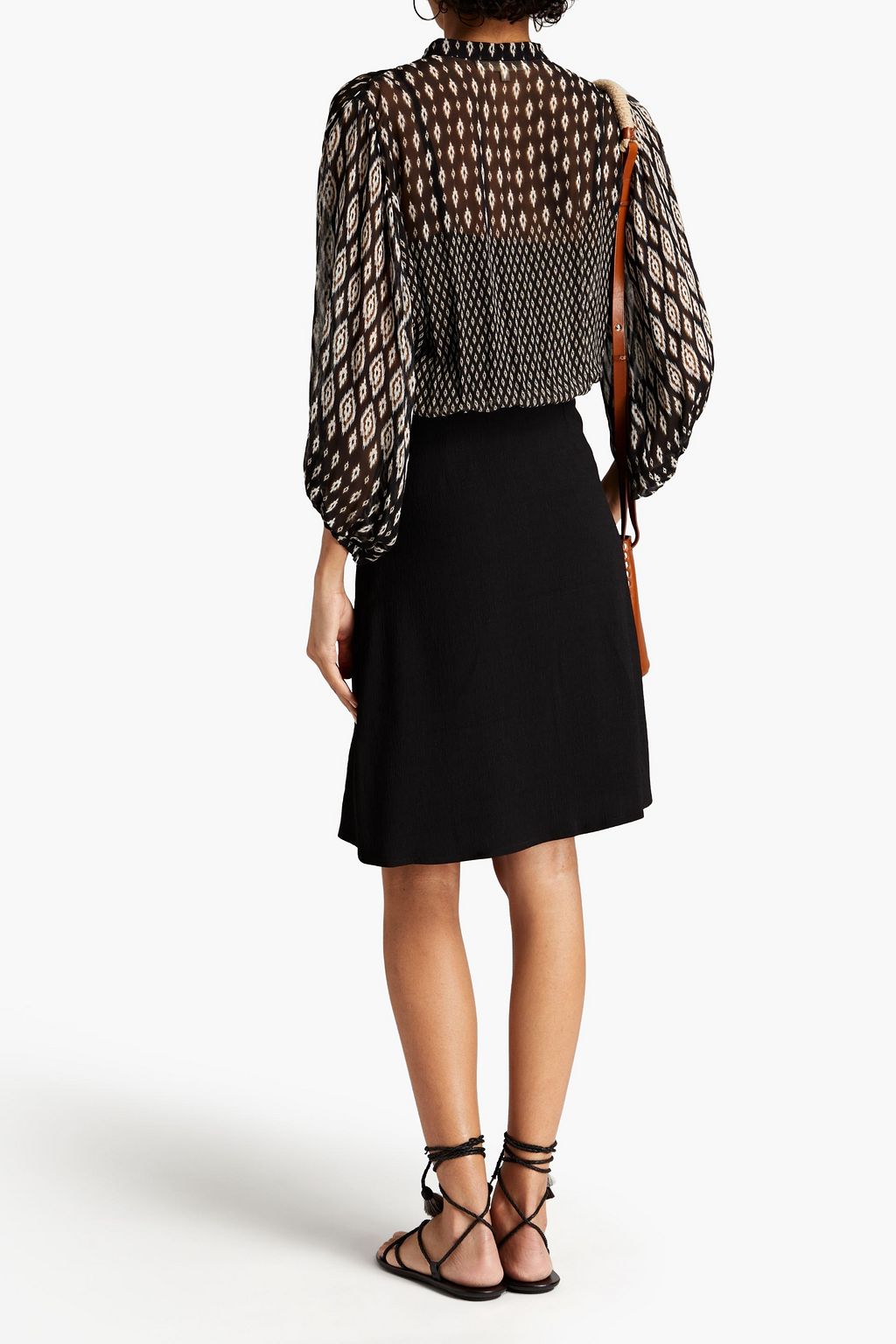 VANESSA BRUNO Printed georgette-paneled crepe dress