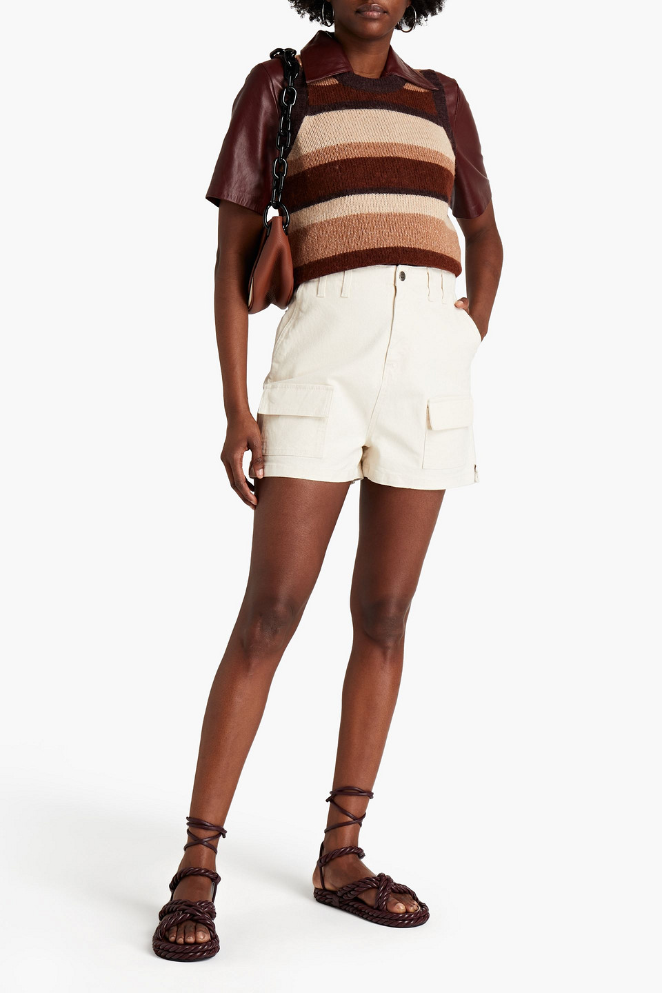 Alexa Chung Stretch-cotton Twill Shorts In Brown