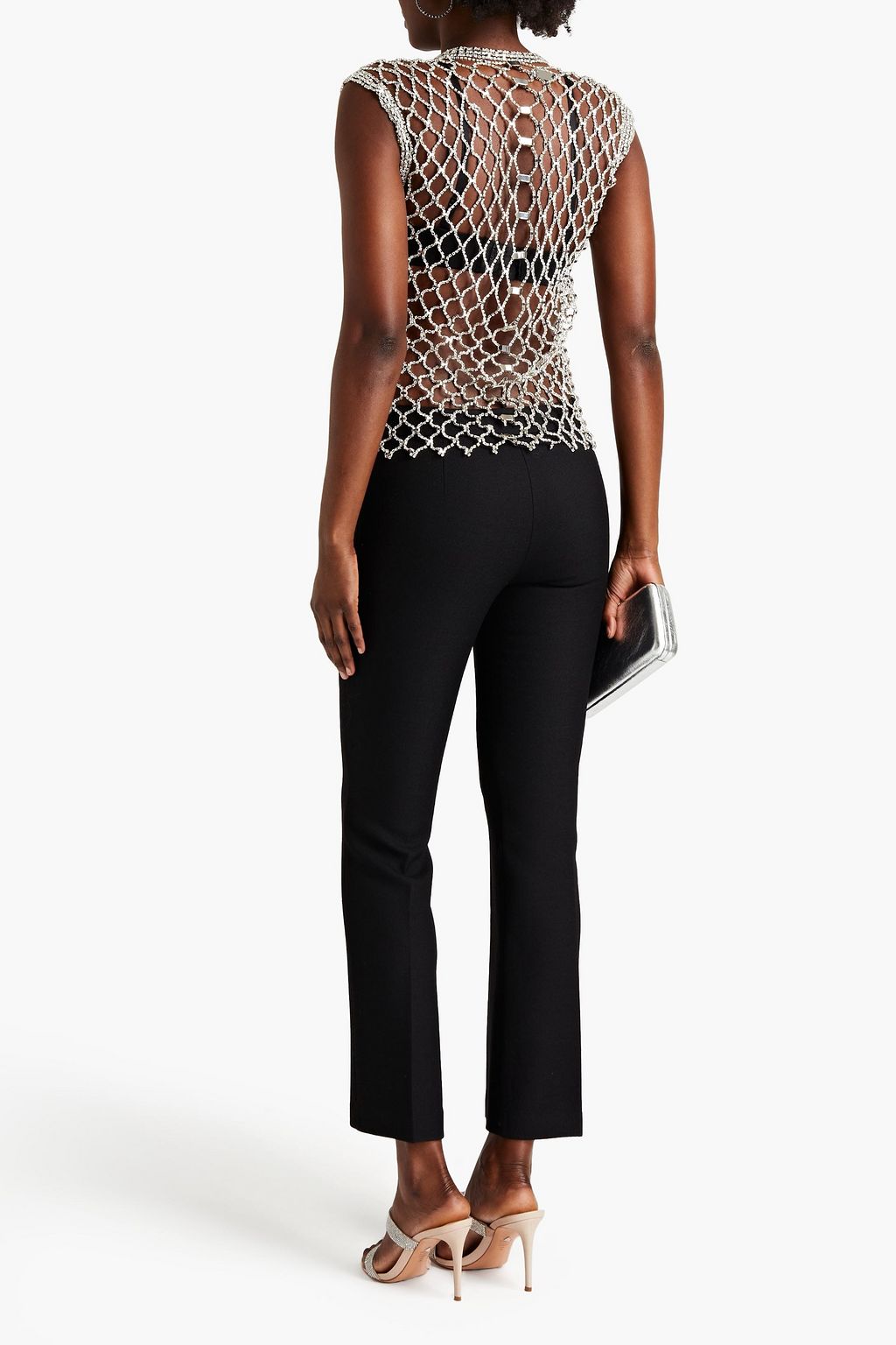 RABANNE Crystal-embellished chainmail top