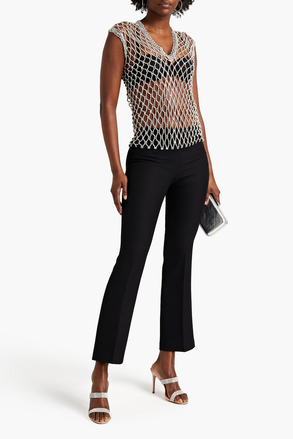 RABANNE Crystal-embellished chainmail top