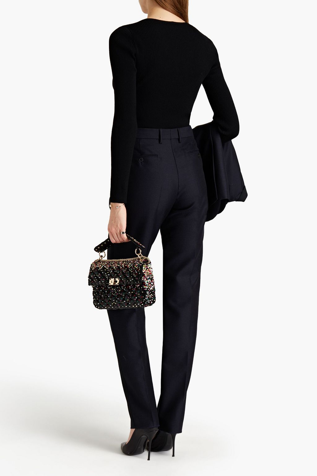 VALENTINO GARAVANI Satin-trimmed wool and mohair-blend tapered pants