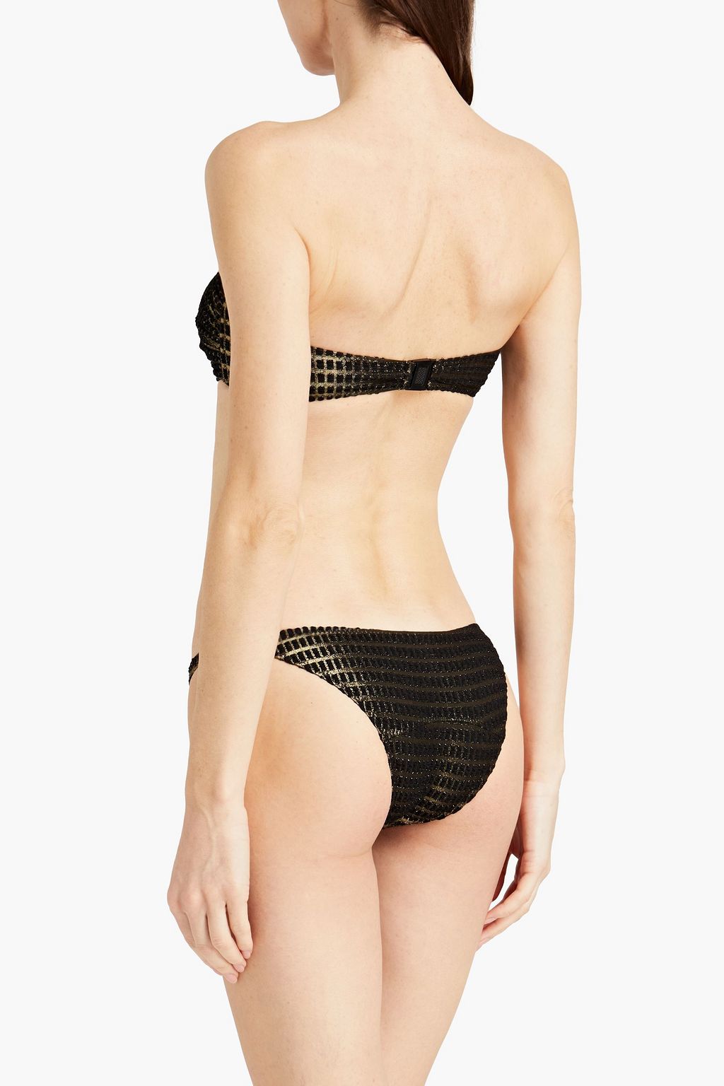 LISA MARIE FERNANDEZ Twisted metallic stretch-jacquard bandeau bikini